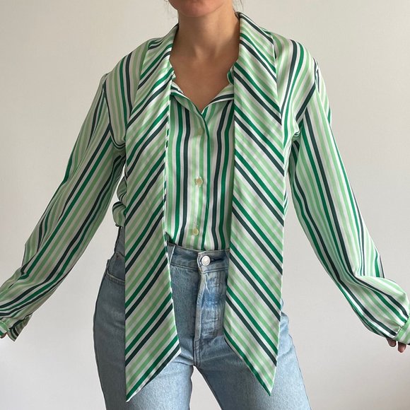 JCPenney green striped shirt, size XS-S (US 2-4) - Picture 5 of 9